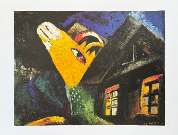 Marc Chagall exhibition poster - The stable, 1917 - country life - museum artist - art print - goat - 1994