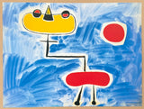 Joan Miro exhibition poster - Figure in front of red sun - museum artist - art print - surrealism - offset litho - 1998
