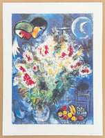 Marc Chagall exhibition poster - Nature Morte aux Fleurs - still life - flowers -museum artist - art print - 1997