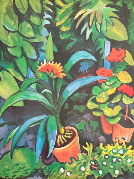 August Macke exhibition poster - Flowers in the garden - German expressionist - museum artist - print - offset litho