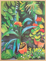 August Macke exhibition poster - Flowers in the garden - German expressionist - museum artist - print - offset litho