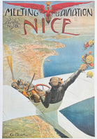 Meeting Aviation Nice exhibition poster - Airshow - Cote d'Azur - plane - aircraft - travel - tourism - decorative art print - offset litho