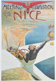 Meeting Aviation Nice exhibition poster - Airshow - Cote d'Azur - plane - aircraft - travel - tourism - decorative art print - offset litho