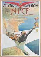Meeting Aviation Nice exhibition poster - Airshow - Cote d'Azur - plane - aircraft - travel - tourism - decorative art print - offset litho