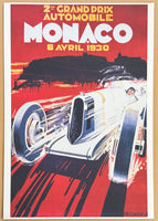 Grand Prix exhibition poster - Formula 1 - Monaco - car race - offset lithograph - reproduction - decorative art print