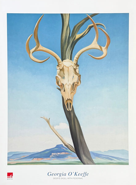 Georgia O'Keeffe exhibition poster - Deer's skull with pedernal - museum artist - art print - 2000