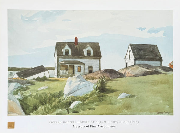 Edward Hopper exhibition poster - Houses of squam light - Gloucester - museum artist - art print - 1998
