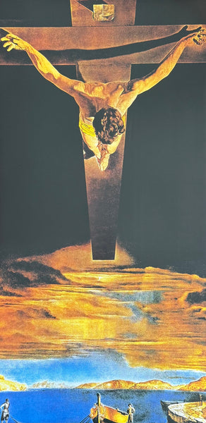 Salvador Dali exhibition poster - Christ of Saint John of the Cross - crucifixion - museum artist - art print - surrealism - 2005