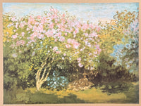 Claude Monet exhibition poster - Blossoming flowers in a field - impressionist - green - romantic - museum artist - art print