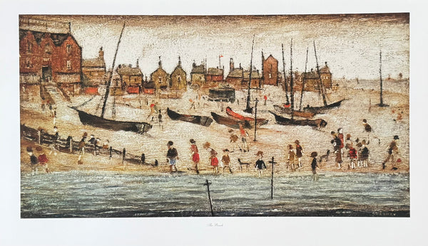 LS Lowry exhibition poster - The beach - museum artist - art print - offset litho