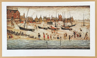 LS Lowry exhibition poster - The beach - museum artist - art print - offset litho