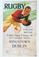 Rugby match - England versus Ireland - exhibition poster - sport - decorative art print - offset litho - reproduction