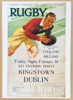 Rugby match - England versus Ireland - exhibition poster - sport - decorative art print - offset litho - reproduction