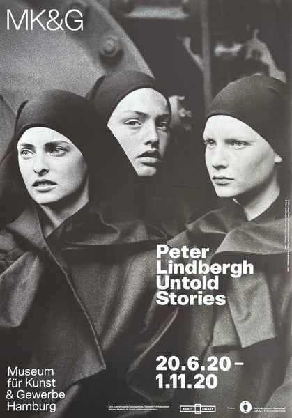 Peter Lindbergh exhibition poster - Untold Stories - fashion - models - art print - Linda Evangelista, Michaela Bercu and Kirsten Owen