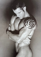 Isabella Wirth exhibition poster - Man with Tattoo - nude - naked - photography - black white - art print
