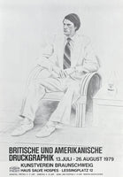 David Hockney exhibition poster - Joe McDonald - museum artist - rare art print - offset lithograph - 1979