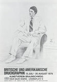David Hockney exhibition poster - Joe McDonald - museum artist - rare art print - offset lithograph - 1979