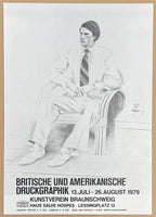 David Hockney exhibition poster - Joe McDonald - museum artist - rare art print - offset lithograph - 1979