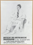 David Hockney exhibition poster - Joe McDonald - museum artist - rare art print - offset lithograph - 1979