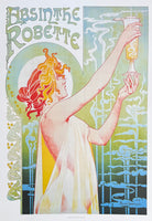 Alfons Mucha exhibition poster - Absinthe Robette - Art Nouveau - Lady - drinks - bar - art print - Jugenstil - Czech - reproduction