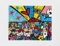 Romero Britto exhibition poster - In the Park - love - heart - museum artist - art print - pop art