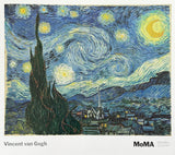 Vincent van Gogh exhibition poster - The Starry Night - MoMa - moon - stars - blue - museum artist - art print