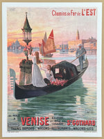Venice exhibition poster - Gondola - canal - decorative art print - offset litho - tourism - travel - advertisement - reproduction