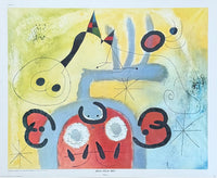 Joan Miro exhibition poster - Boum Boum Bird - surrealism - museum artist - early art print - 1970s