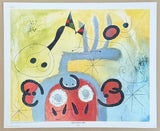 Joan Miro exhibition poster - Boum Boum Bird - surrealism - museum artist - early art print - 1970s