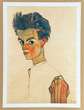 Egon Schiele exhibition poster - Self-portrait with striped shirt - young man - boy - museum artist - art print