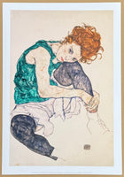 Egon Schiele exhibition poster - Seated Woman with Legs Drawn Up - portrait - museum artist - art print