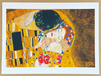 Gustav Klimt exhibition poster - The kiss (detail) - love - romantic - museum artist - art print - gold - silkscreen paper