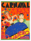 Rio de Janeiro tourism poster - Carnival - Brazil - travel - holidays - decorative art print - reproduction