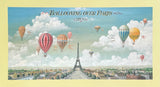 Ballooning over Paris exhibition poster - Eiffel Tower - air ballon - festival - decorative art print - reproduction