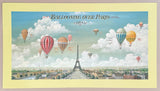 Ballooning over Paris exhibition poster - Eiffel Tower - air ballon - festival - decorative art print - reproduction