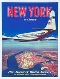 New York exhibition poster - Pan American World Airways - Manhattan - Airplane - Clipper - art print - travel tourism - reproduction