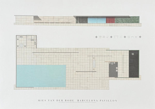 Mies van der Rohe exhibition poster - Barcelona Pavillon - art print - architect - architecture