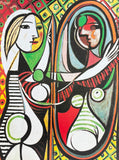 Pablo Picasso exhibition poster - Jeune fille devant le miroir - young lady in mirror - museum artist - art print - 1999