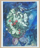 Marc Chagall exhibition poster - Bouquet with flying lovers - flowers - blue - still life - romantic - museum artist - art print