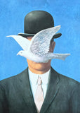 Rene Magritte exhibition poster - The man with the bowler hat - bird before face - museum artist - art print