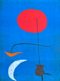 Joan Miro exhibition poster - Untitled - blue - red sun - art print