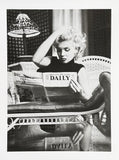 Marilyn Monroe exhibition poster - Reading a newspaper - Hollywood - black white photography - art print