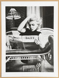 Marilyn Monroe exhibition poster - Reading a newspaper - Hollywood - black white photography - art print