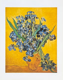 Vincent van Gogh exhibition poster - The Irises - flowers - vase - still life - blue - yellow - museum artist - art print