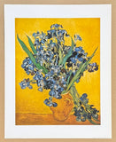 Vincent van Gogh exhibition poster - The Irises - flowers - vase - still life - blue - yellow - museum artist - art print