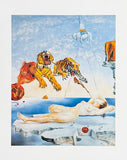 Salvador Dali exhibition poster - A Second before Awakening - nude - lion - museum artist - art print