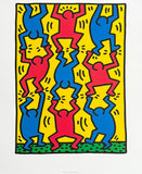 Keith Haring exhibition poster - Untitled, 1988 - Red and Blue Figures - pop art - art print