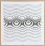 Bridget Riley exhibition poster - Amnesia, 1964 - Op Art - black white - waves - offset lithograph - museum artist - art print
