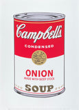 Andy Warhol exhibition poster - Campbell's Onion Soup made with beef stock - pop-art - museum artist - art print - red - 2018