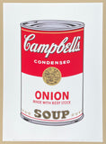 Andy Warhol exhibition poster - Campbell's Onion Soup made with beef stock - pop-art - museum artist - art print - red - 2018